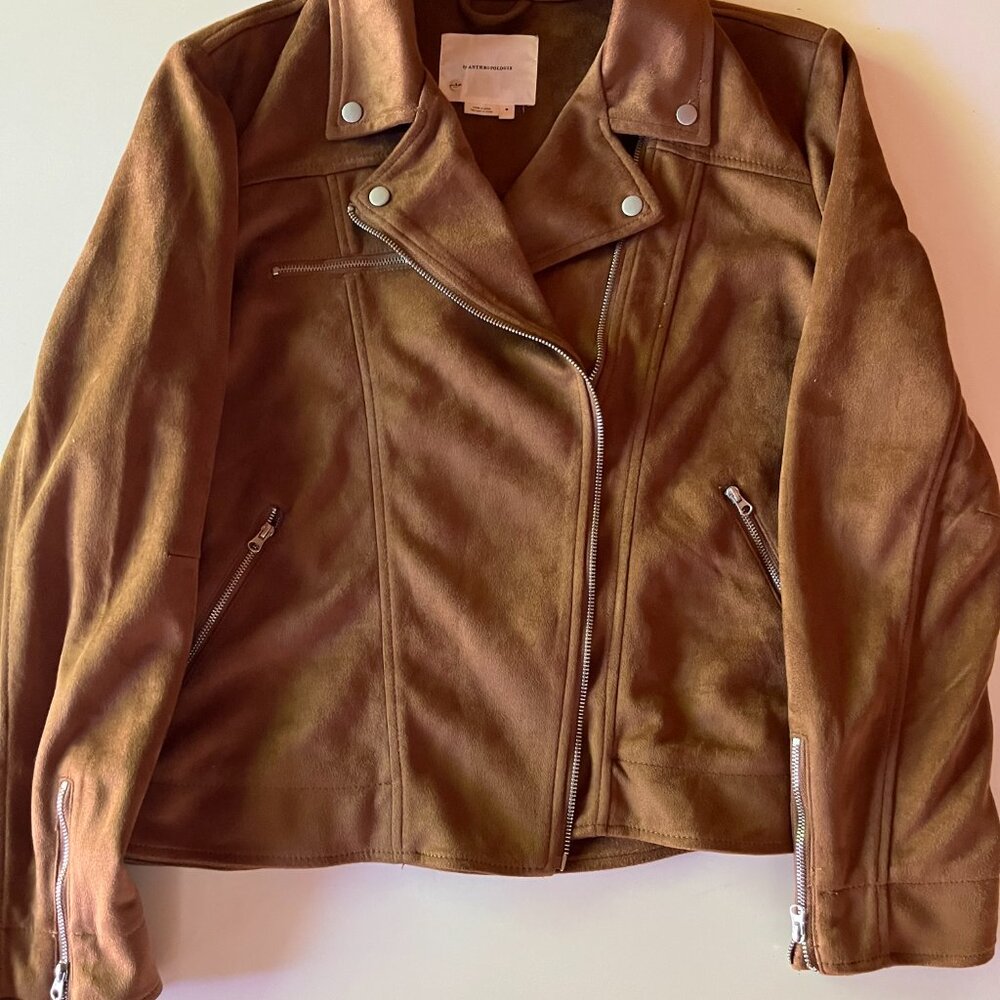 Anthropologie Faux Suede Moto Style Jacket
